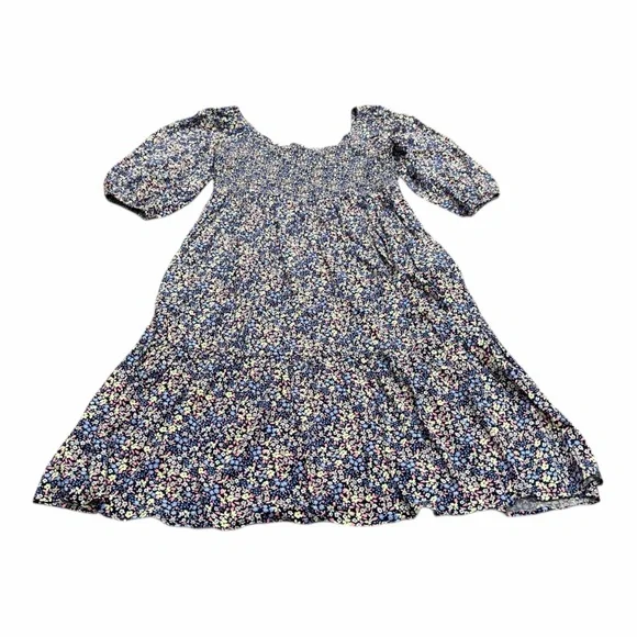 Gap Women’s Floral Midi Dress, Size XXL, Blue Multicolor, Smocked Top, NEW - Picture 2 of 8